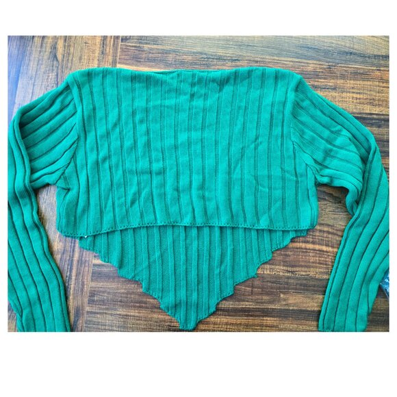 Women's Plus Size Green Cropped Knit Ribbed Sweater UK XXL US 18/20 - Picture 6 of 8